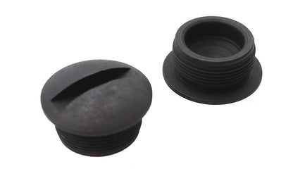 V-Twin Parkerized End Cap Set for Spring Forks – Fits 1949-1952 Harley Davidson FL & K Models