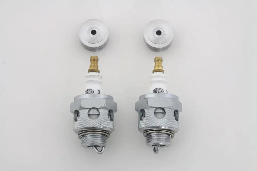 V-Twin 18mm Beck Spark Plugs with Cool Fin Set for Harley Davidson EL Models by V-Twin