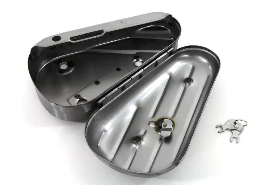V-Twin Oval Tool Box for Harley Davidson FL Models - Raw Steel Finish by V-Twin