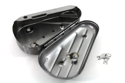 V-Twin Oval Tool Box for Harley Davidson FL Models - Raw Steel Finish by V-Twin