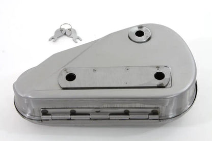 V-Twin Oval Tool Box for Harley Davidson FL Models - Raw Steel Finish by V-Twin