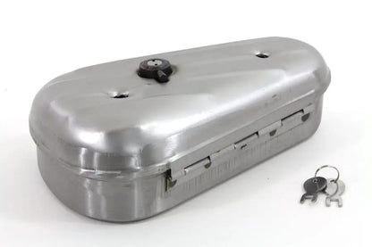 V-Twin Oval Tool Box for Harley Davidson FL Models - Raw Steel Finish by V-Twin