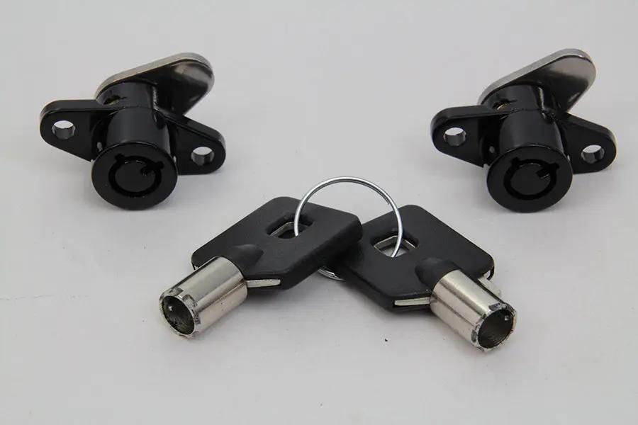 V-Twin Black Saddlebag Lock and Key Kit for Harley Davidson FLT (1993-2002) by V-Twin