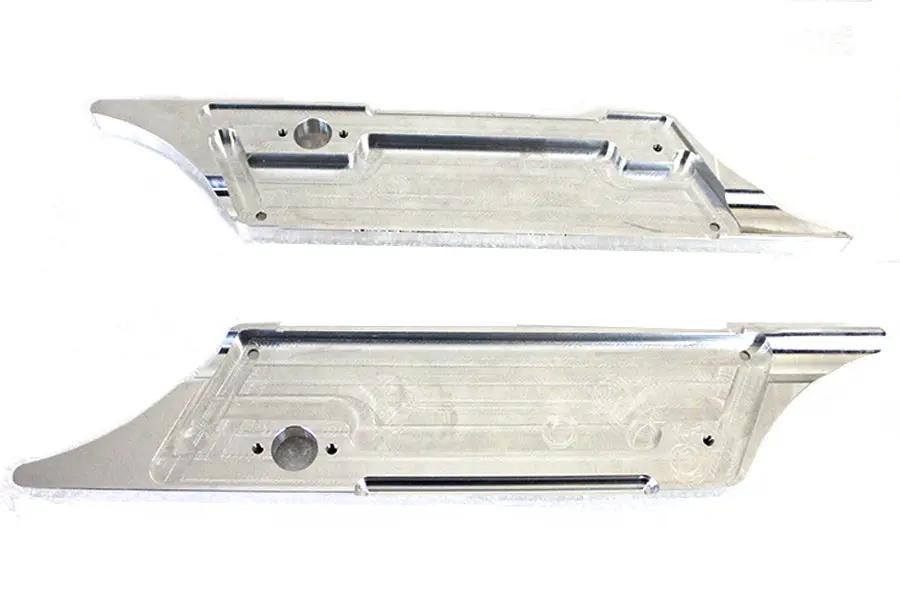 V-Twin Saddlebag Latch Cover Set with Chrome Face Plates and Black Flame Inserts for Harley Davidson FLT Models by V-Twin