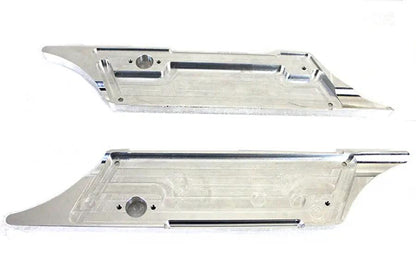 V-Twin Saddlebag Latch Cover Set with Chrome Face Plates and Black Flame Inserts for Harley Davidson FLT Models by V-Twin