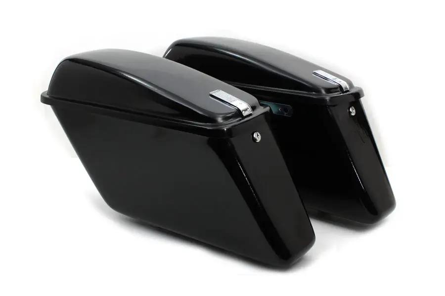 V-Twin Replica Saddlebag Set Black for Harley Davidson FL Models by V-Twin