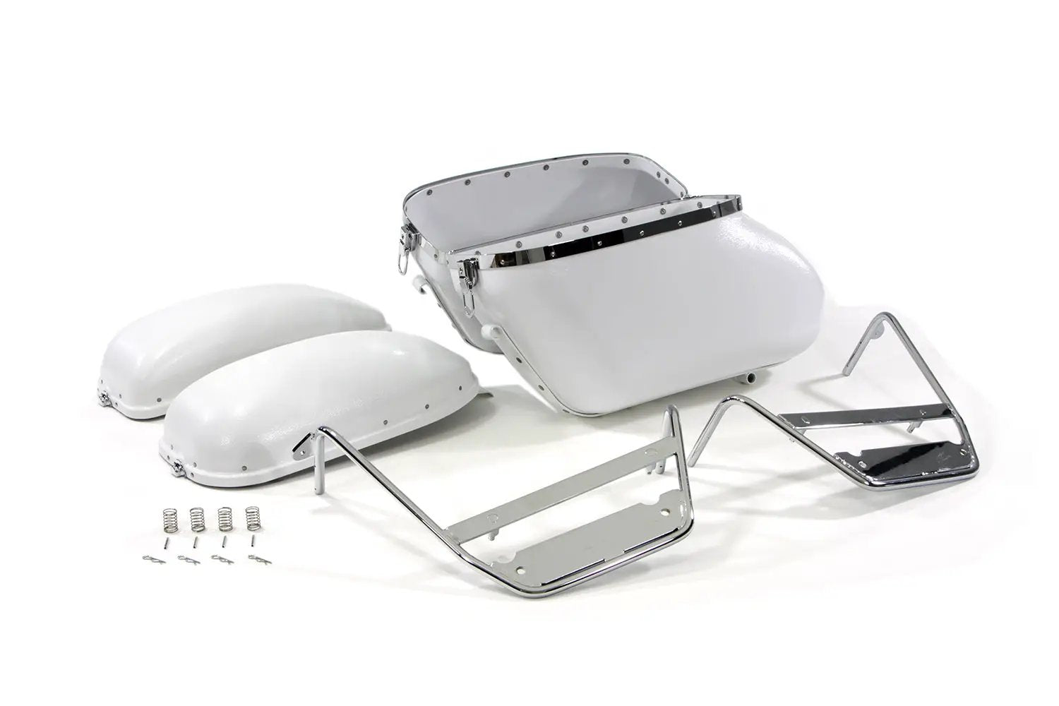 V-Twin Replica White Bubble Saddlebag Kit for Harley Davidson FL Models by V-Twin