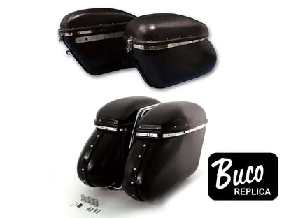 V-Twin Black Magic Royalite Saddlebag Set for Harley Davidson FL (1958-1967) by V-Twin
