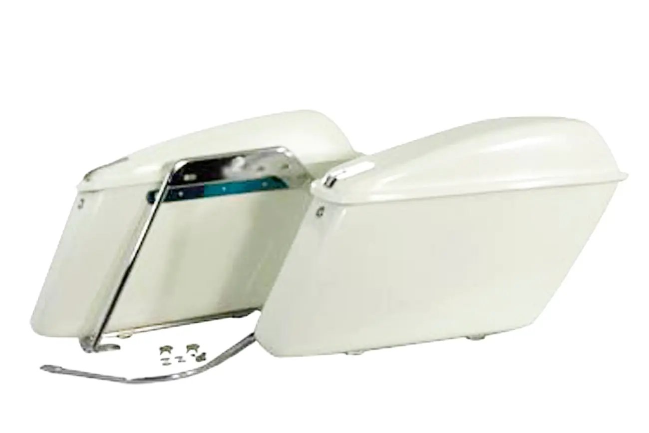 V-Twin Replica White Saddlebag Set for Harley Davidson FL 1977-1984 by V-Twin