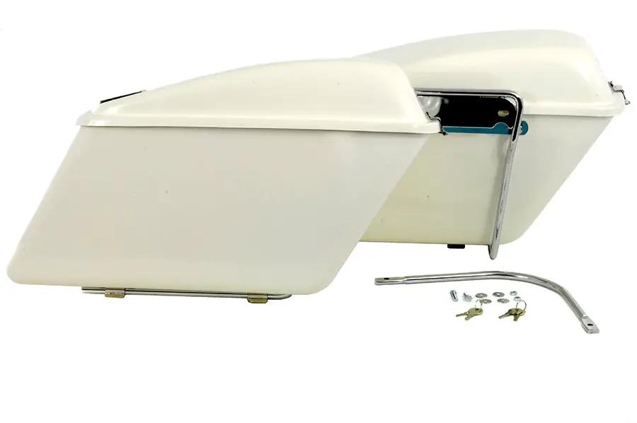 V-Twin FRP White Saddlebag Set with Spacer Kit for Harley Davidson FL (1958-1967) by V-Twin