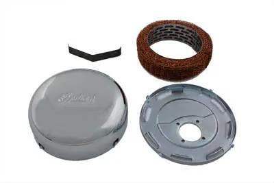 V-Twin Indian Air Cleaner Assembly Raw – Classic 1980s Embossed Indian Script with Replacement Parts and Chrome Accessories by V-Twin
