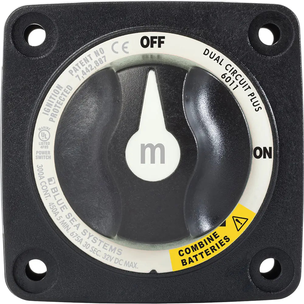 Blue Sea Systems m-Series Dual Circuit Plus Battery Switch - Black, Part #6011200