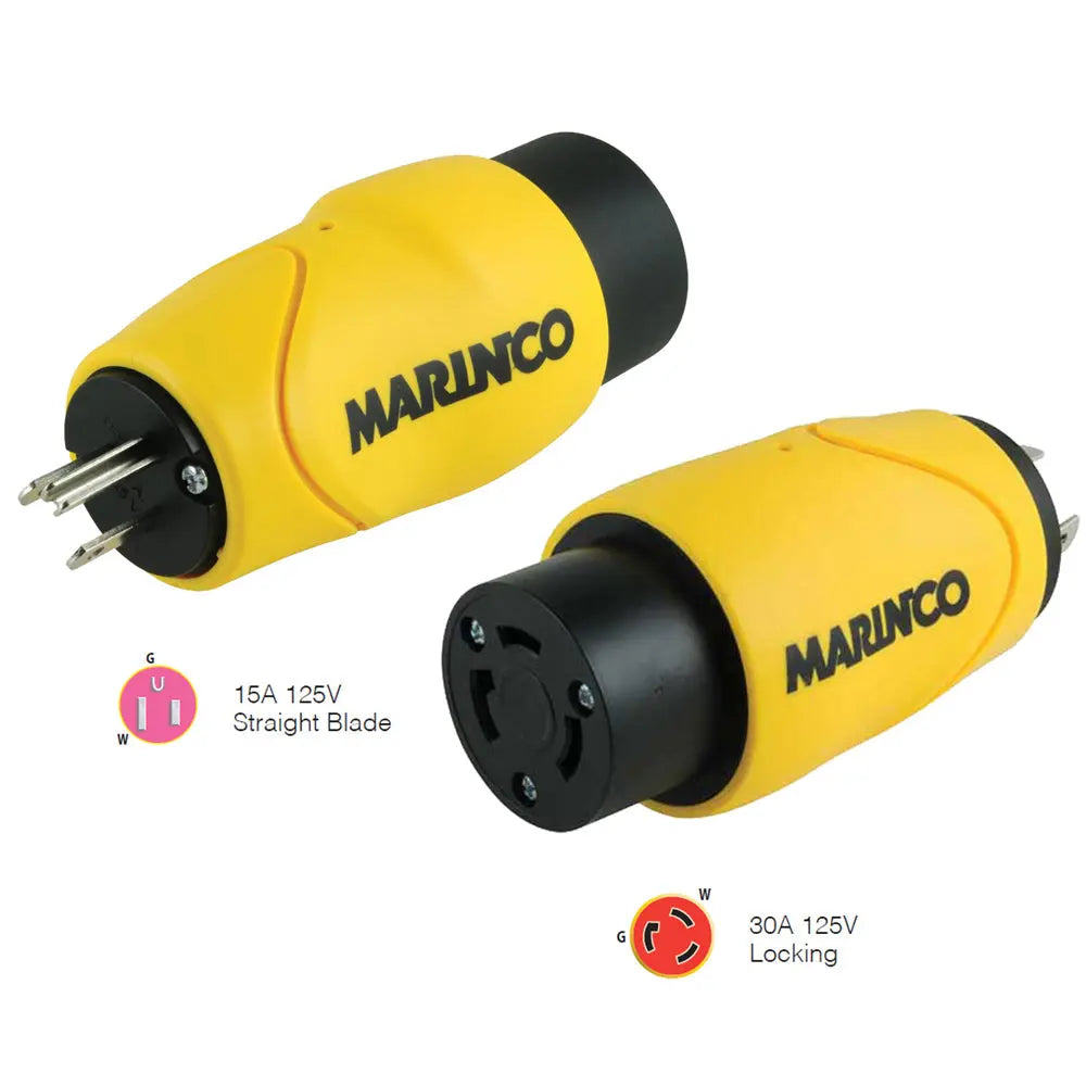 Marinco S15-30 Straight Adapter 15Amp Male to 30Amp Locking Female Connector