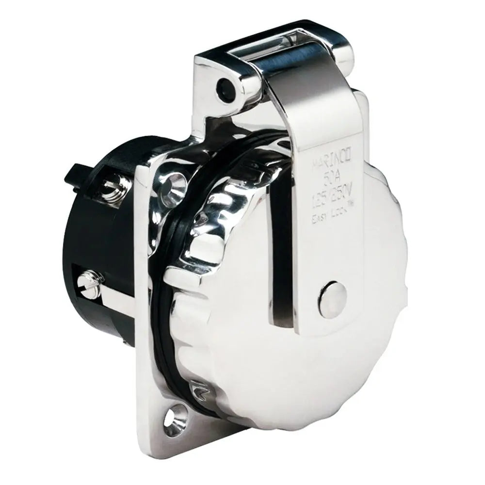 Marinco 6373EL 50Amp 125/250V Stainless Steel Power Inlet Without Rear Safety Enclosure