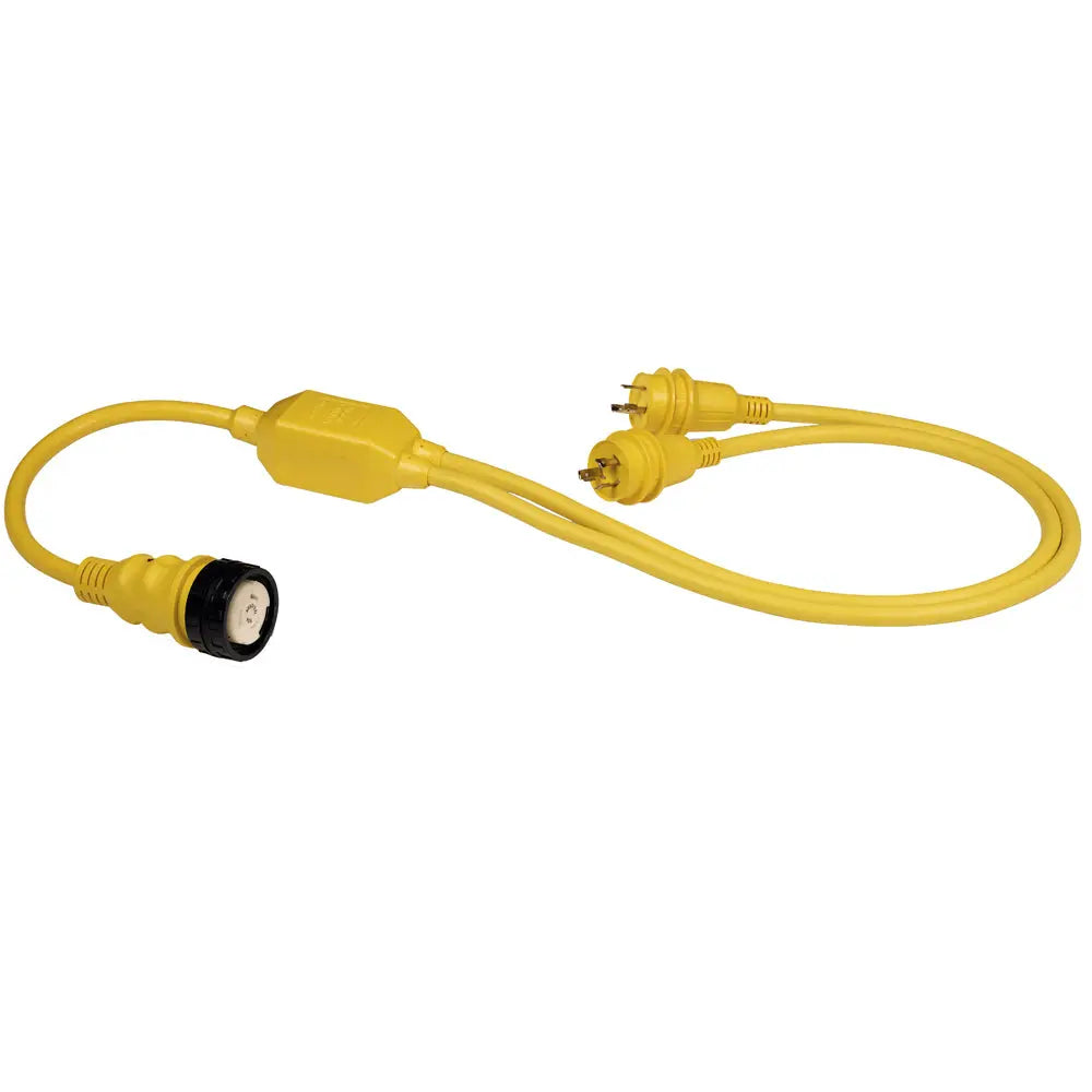 Marinco RY504-2-30 50A Female to 2-30A Male Reverse Y Cable for Marine and Dock Power Connections