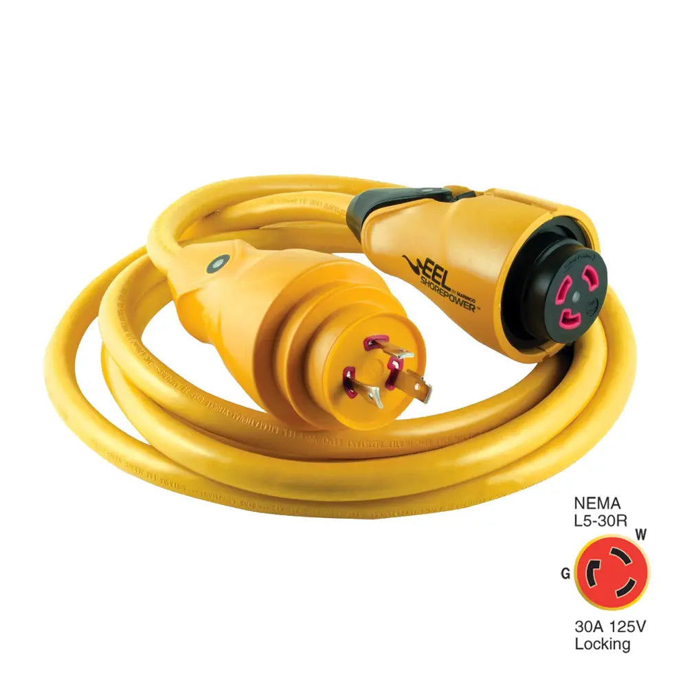 Marinco CS30-12 EEL 30A 125V Shore Power Cordset - 12 Feet, Yellow