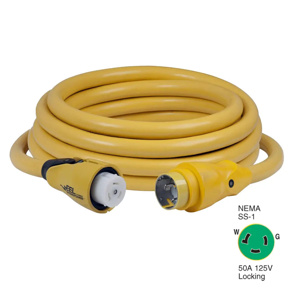 Marinco CS503-25 EEL 50A 125V Shore Power Cordset – 25 Feet, Yellow
