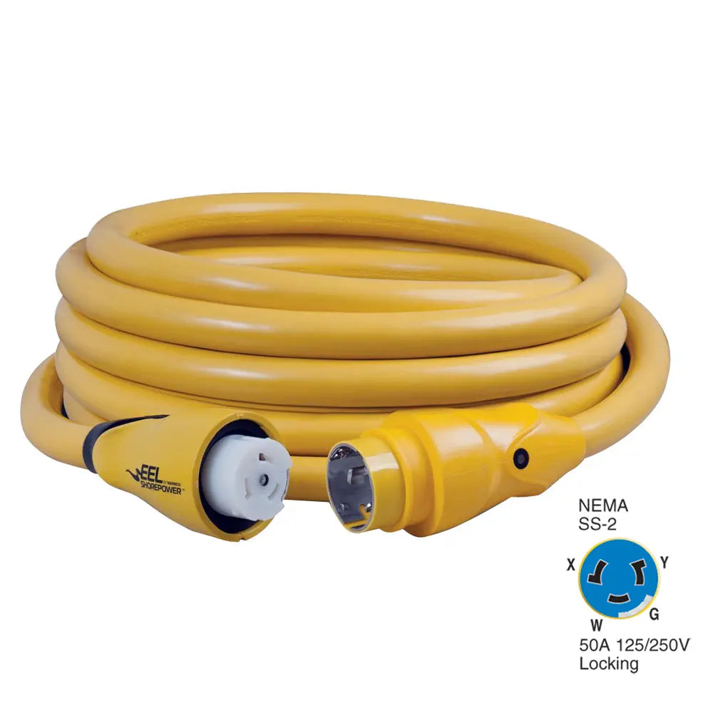 Marinco CS504-25 EEL 50A 125V/250V Shore Power Cordset – 25 Feet, Yellow