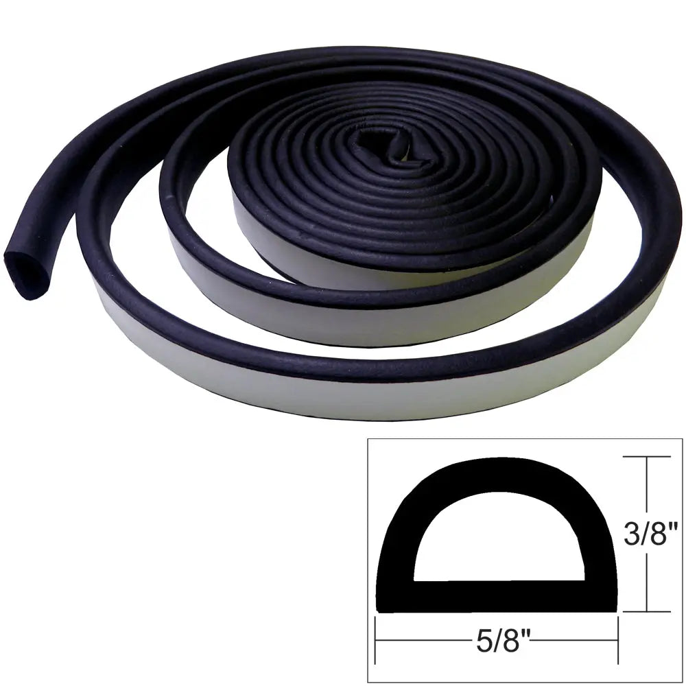 TACO Marine Weather Seal - 10 Feet, 3/8 Inch Height, 5/8 Inch Width - Black