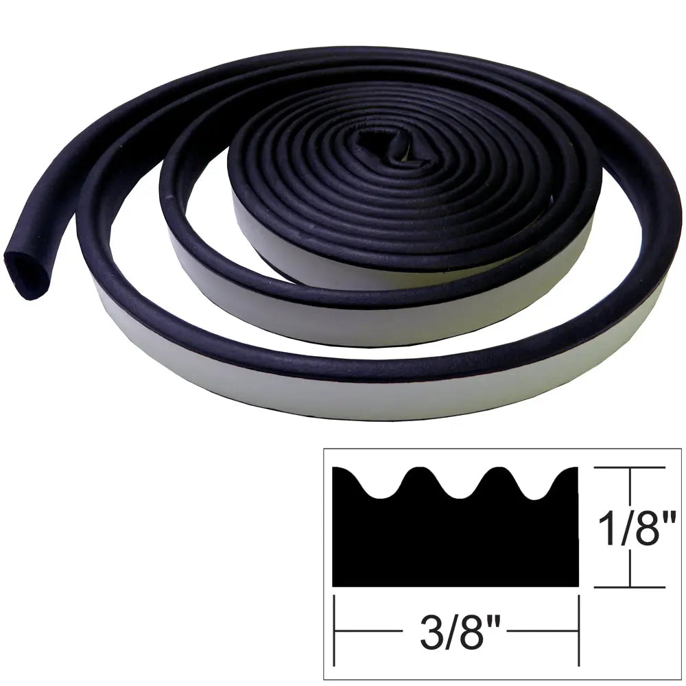 TACO Marine Weather Seal - 10 Feet Length, 1/8 inch Height, 3/8 inch Width, Black