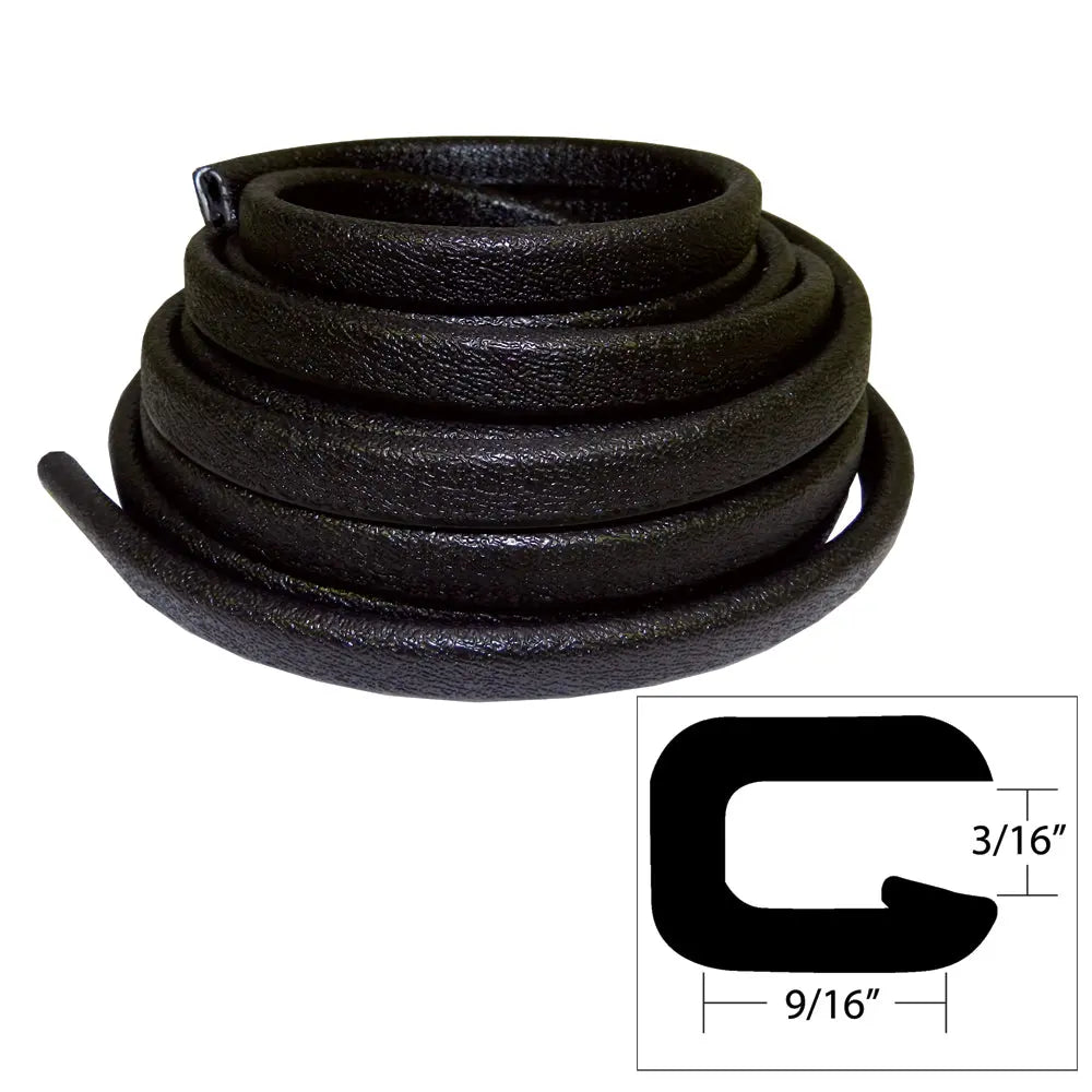 TACO Marine Flexible Vinyl Trim - 5/32 inch Opening x 9/16 inch Wide x 25 Feet Long - Black