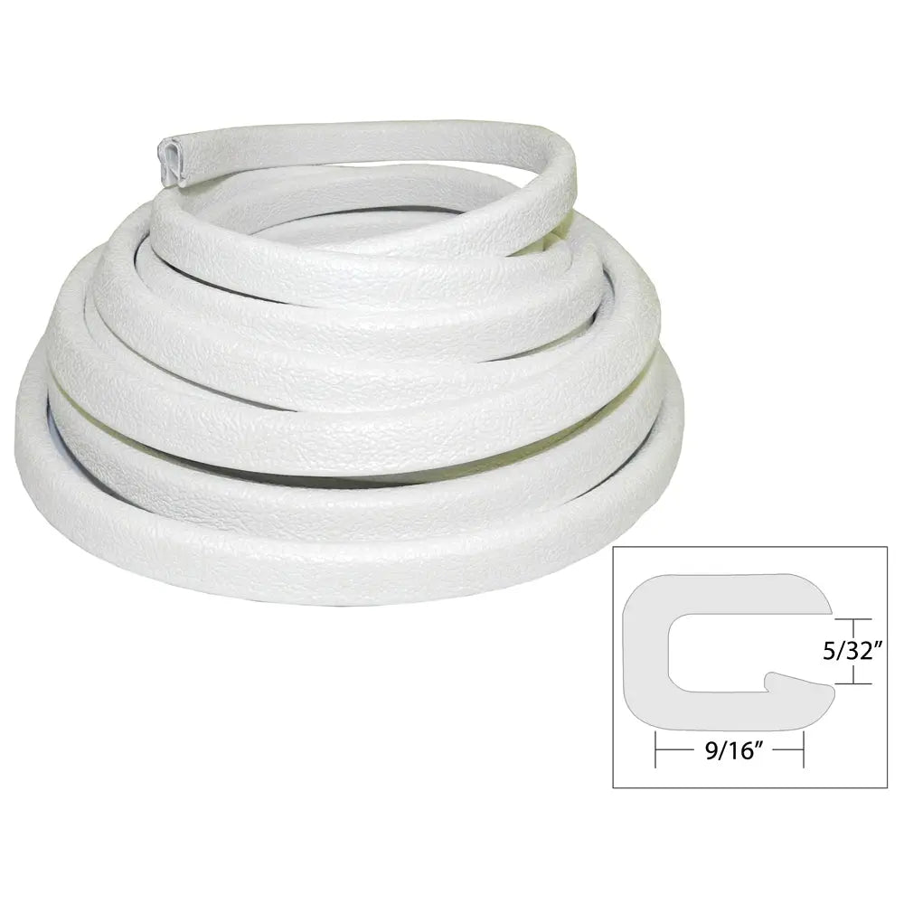 TACO Marine Flexible Vinyl Trim - 5/32 inch Opening x 9/16 inch Wide x 25 Feet Long - White