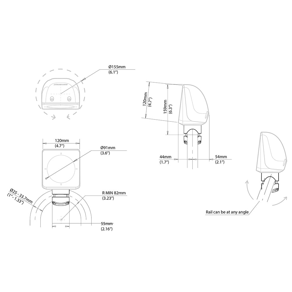 Scanstrut Scanpod Single Instrument Pod Rail Mount for 1 to 1.33 Inch Rails