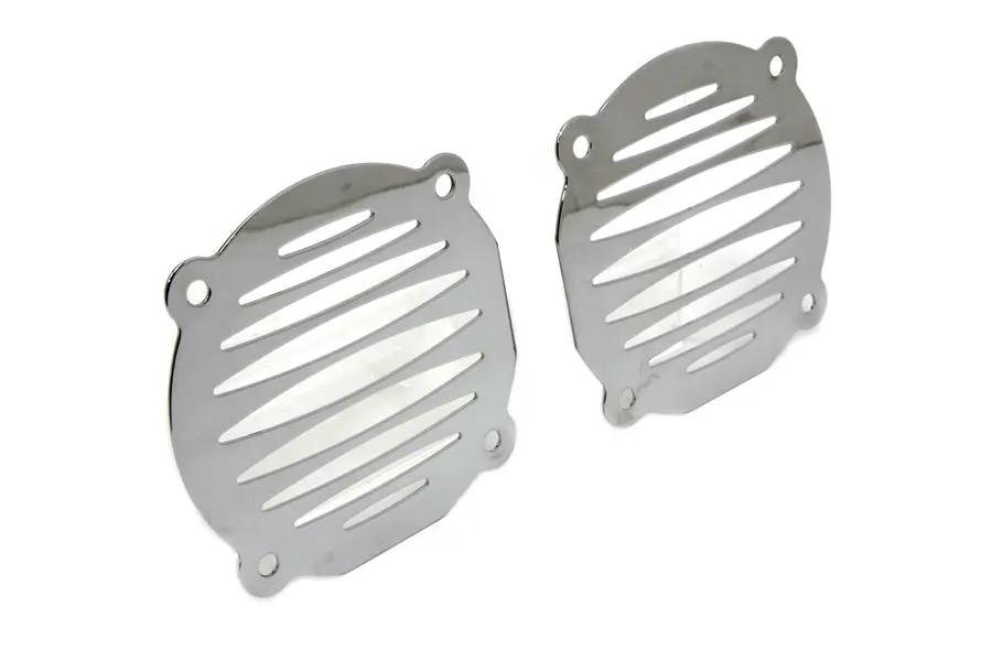 American Dresser Chrome Milled Slots Speaker Grill Set for Harley Davidson FLT Models by American Dresser