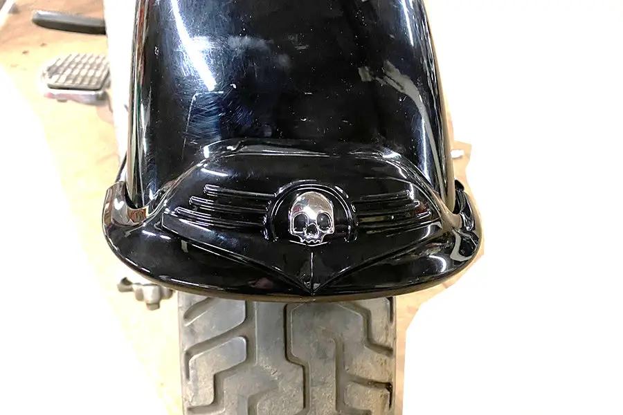 V-Twin Skull Front Fender Tip Black for Harley Davidson FLST Models by V-Twin