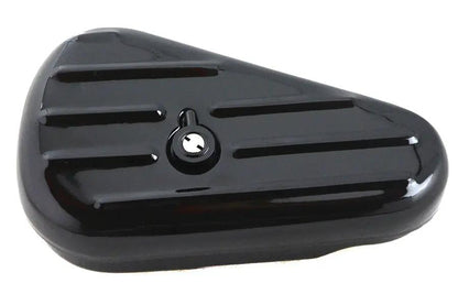 V-Twin Black Left Side Oval Tool Box - Durable Motorcycle Storage Accessory by V-Twin