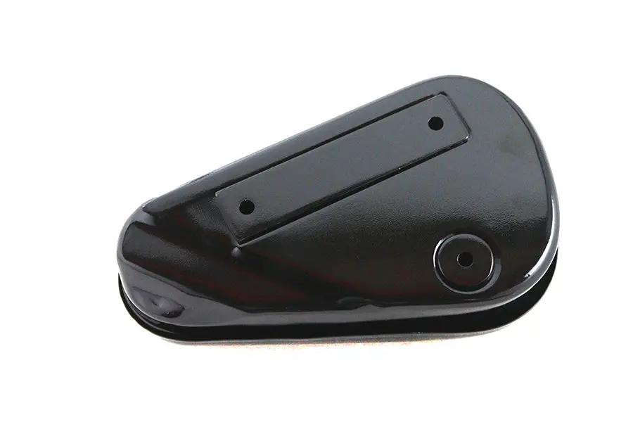 V-Twin Black Left Side Oval Tool Box - Durable Motorcycle Storage Accessory by V-Twin