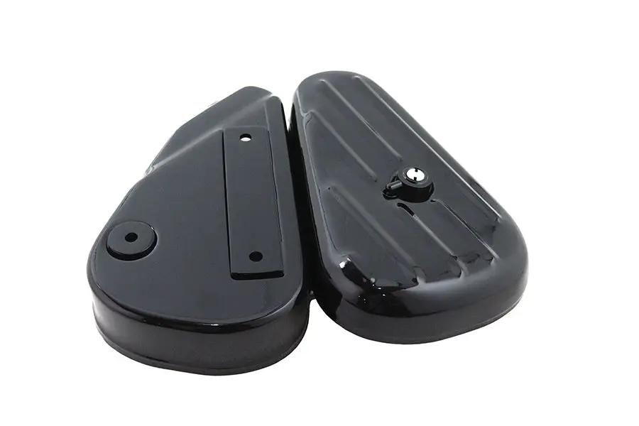 V-Twin Black Left Side Oval Tool Box - Durable Motorcycle Storage Accessory by V-Twin