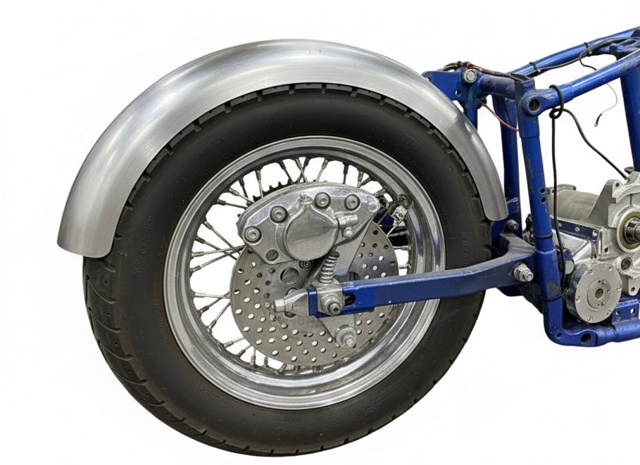 V-Twin Spun Rear Fender Raw Steel 6 Inch Wide for Vintage 16-Inch Tires