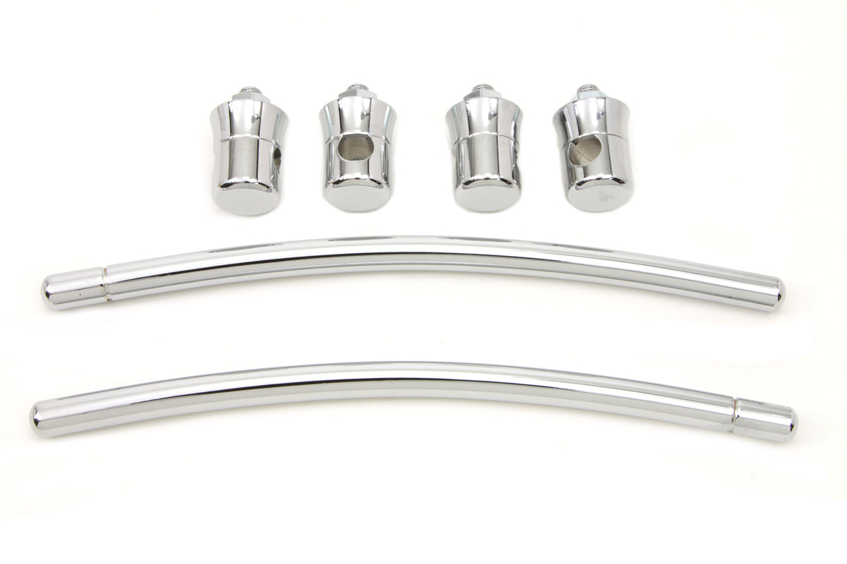 Wyatt Gatling Chrome Long Fender Trim Rail Kit for Harley Davidson FL Models