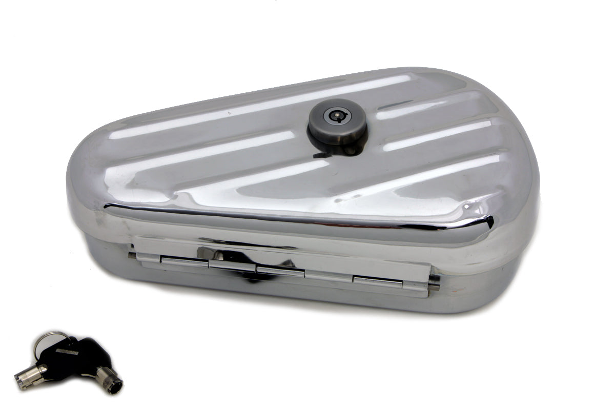 Wyatt Gatling Oval Right Side Chrome Tool Box for Harley Davidson W Models