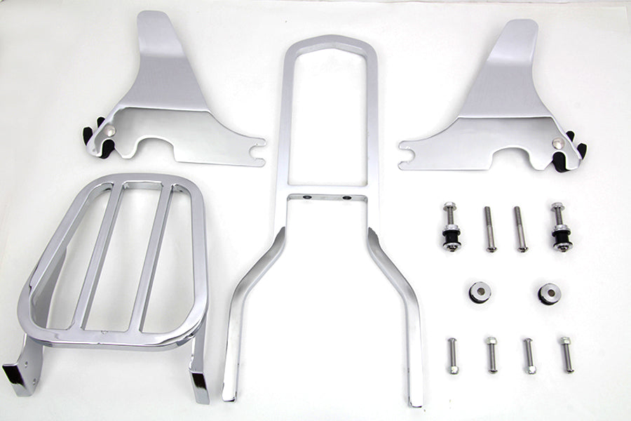V-Twin Chrome 16 Inch Detachable Luggage Rack and Sissy Bar Kit for Harley Davidson XL