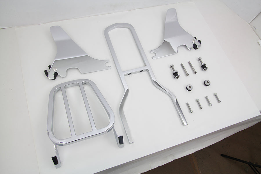 V-Twin Chrome 16 Inch Detachable Luggage Rack and Sissy Bar Kit for Harley Davidson XL