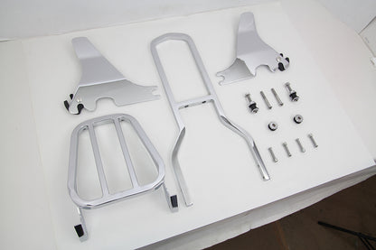 V-Twin Chrome 16 Inch Detachable Luggage Rack and Sissy Bar Kit for Harley Davidson XL