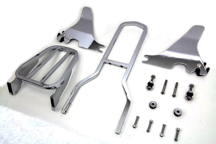 V-Twin Chrome 16 Inch Detachable Luggage Rack and Sissy Bar Kit for Harley Davidson XL
