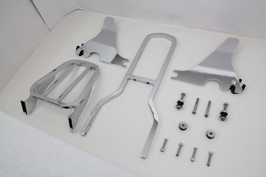 V-Twin Chrome 16 Inch Detachable Luggage Rack and Sissy Bar Kit for Harley Davidson XL