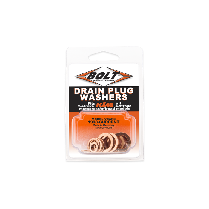 Bolt Copper Drain Plug Washers for KTM - Part Number DPW.KTM