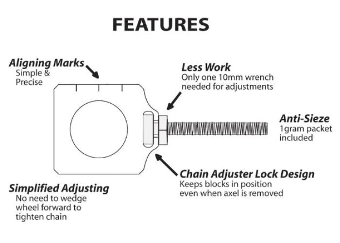 BOLT Raw Chain Adjustment Blocks for Honda - Part Number CHAD-CR