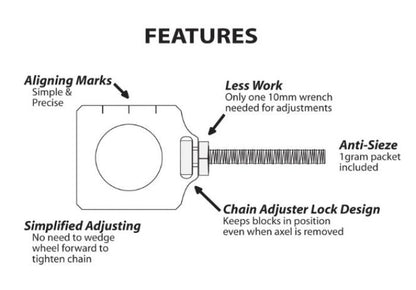 BOLT Raw Chain Adjustment Blocks for Kawasaki - Part Number CHAD-KX2