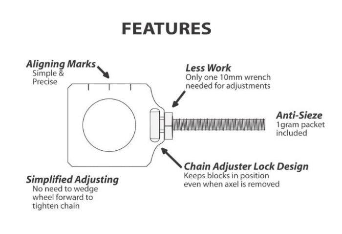 BOLT RAW Chain Adjustment Blocks for Yamaha YZ-F - Part Number CHAD-YZF4