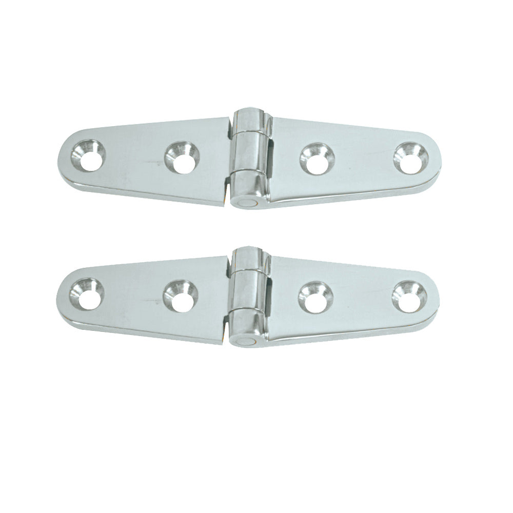 Whitecap Strap Hinge Pair - Chrome Plated Brass, 4 inch x 1 inch, Part No. S-0604
