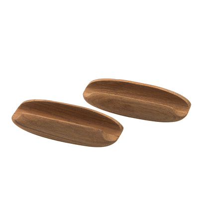 Whitecap Teak Oval Drawer Pull - 4-inch Length, 2-Pack with Hardware