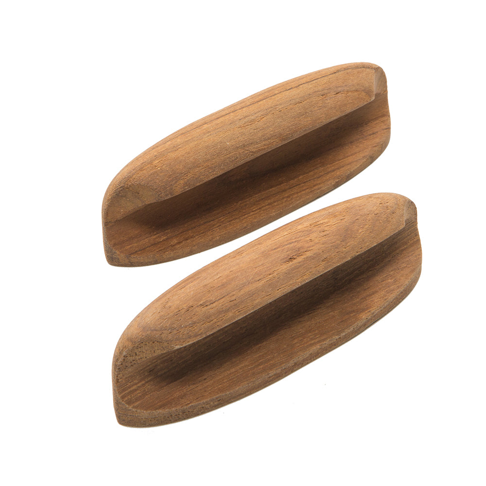Whitecap Teak Oval Drawer Pull - 4-inch Length, 2-Pack with Hardware