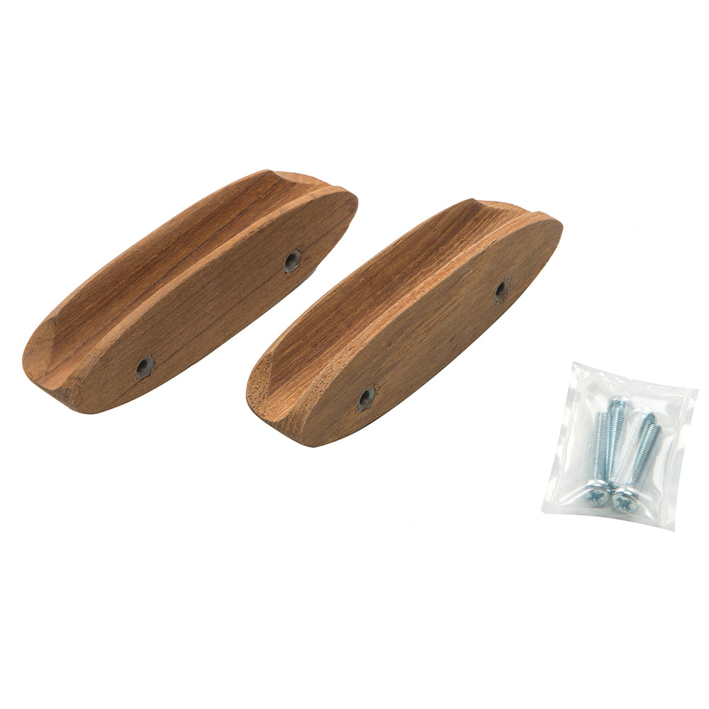Whitecap Teak Oval Drawer Pull - 4-inch Length, 2-Pack with Hardware