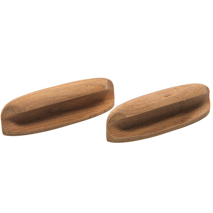 Whitecap Teak Oval Drawer Pull - 4-inch Length, 2-Pack with Hardware