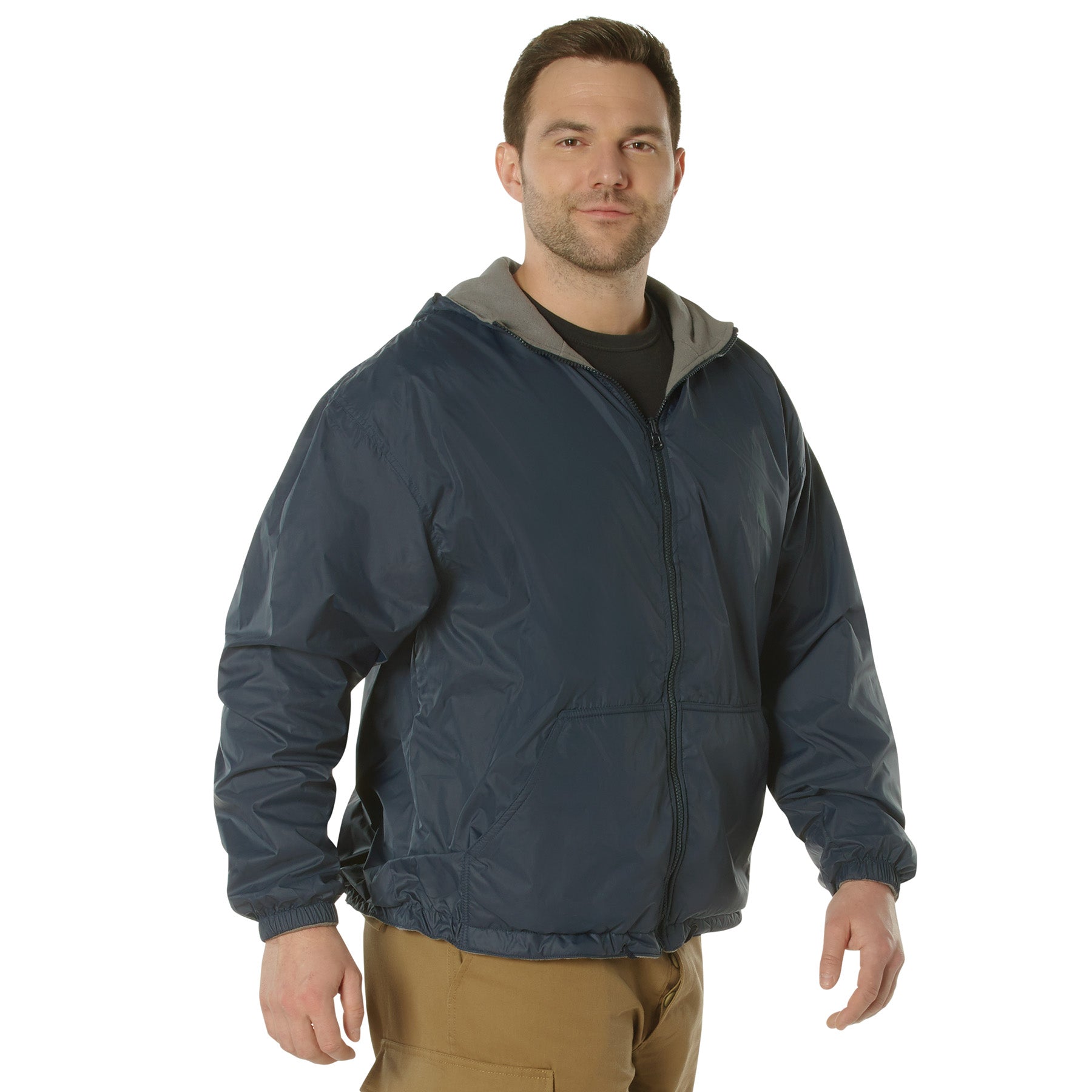Rothco Reversible Lined Jacket with Hood - Navy Blue, Size M